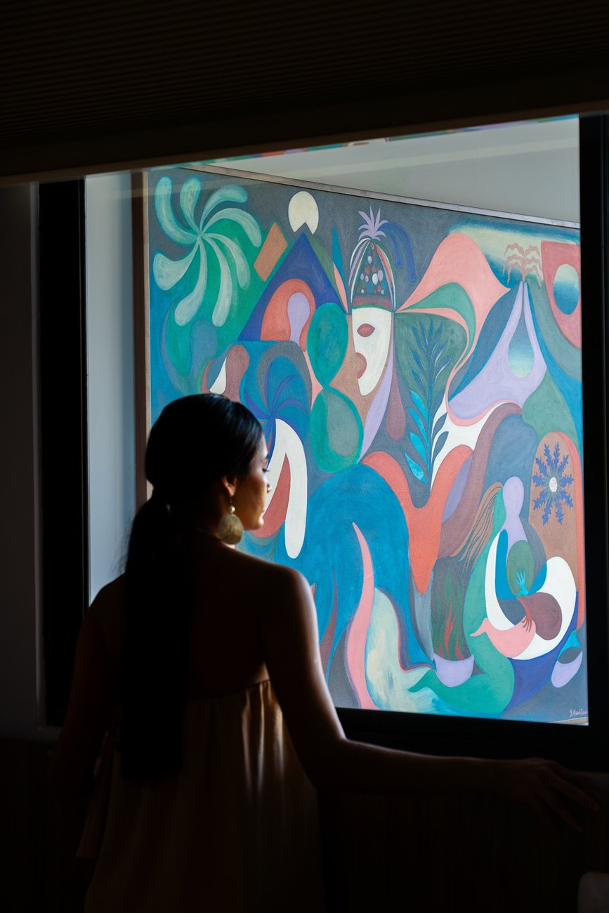 Obra de arte em exposição no condomínio.